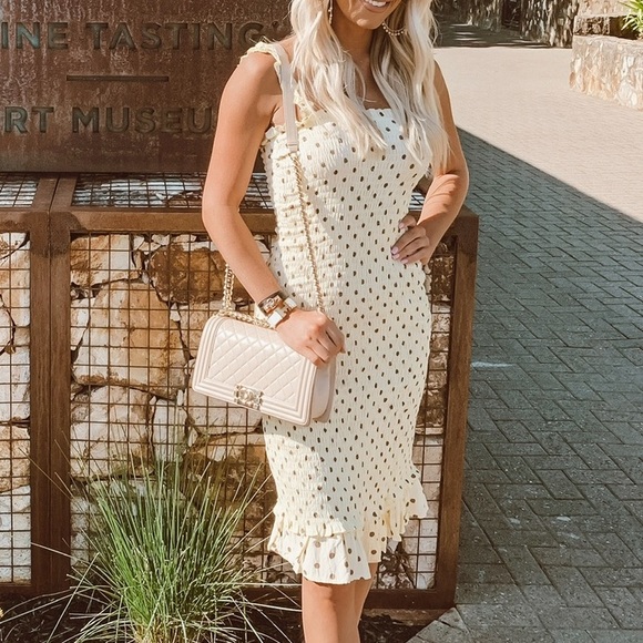 Faithfull the Brand Dresses & Skirts - Faithfull the Brand Yellow Polka Dot MIDI Dress